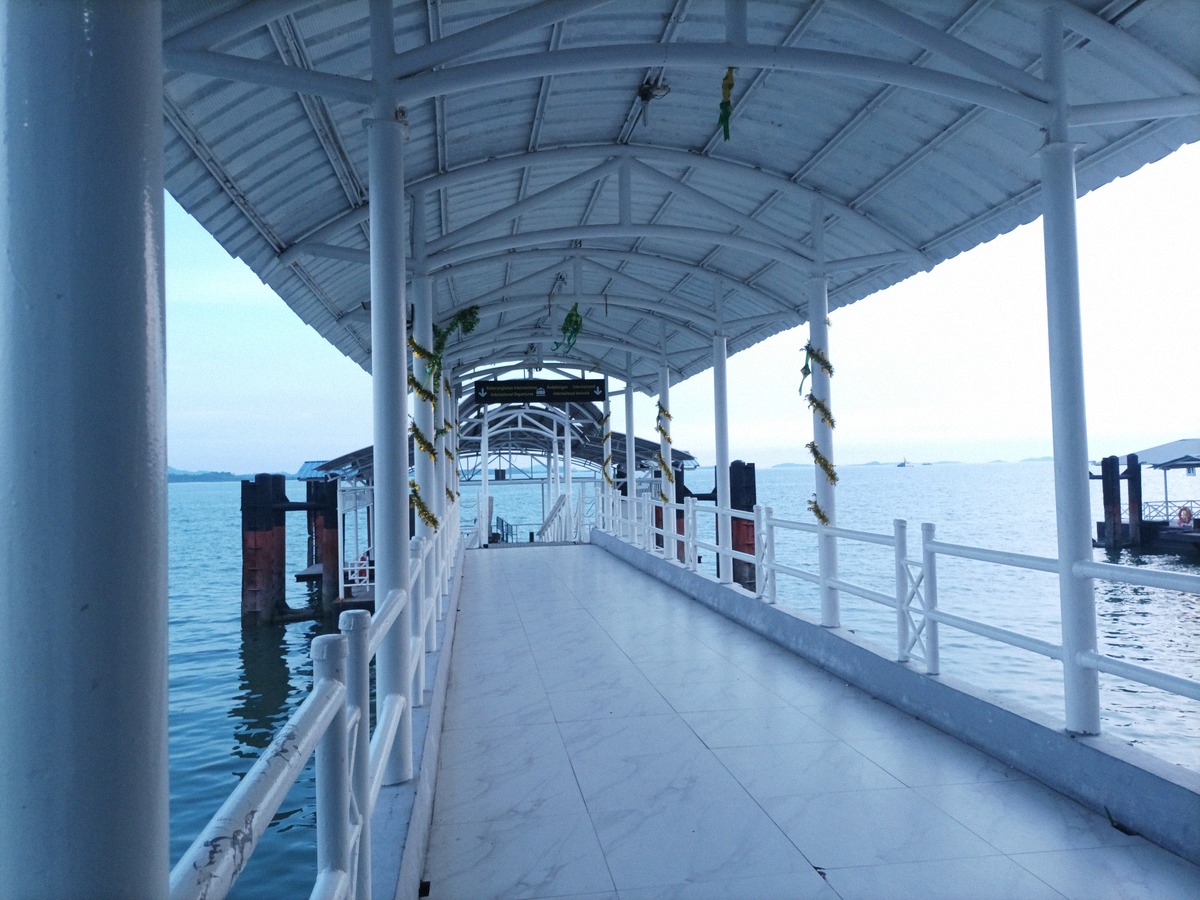 Covered walkway to the ferry pontoon at Tanjung Balai port on Karimun