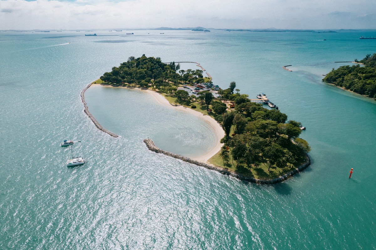Luftbild von Lazarus Island, Singapur
